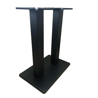 Stalen bistro horeca tafelpoot met massieve plaat en dubbele staander zwart vierkant koker 8 bij 8 cm en hoogte 71 cm