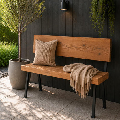 Stalen bankpoot zwart voor buiten H vorm 2,5 bij 51,5 cm en hoogte 76 cm  (2,5 x 5 cm) (set van 2 stuks)
