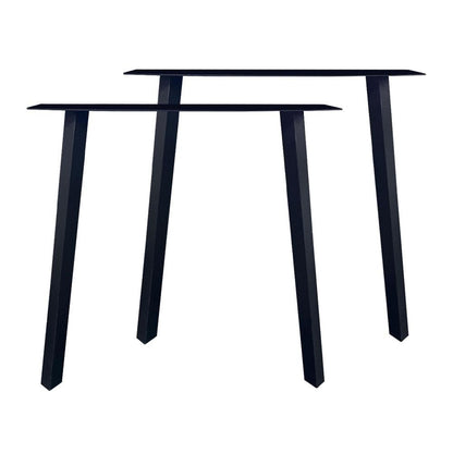Stalen schuine zwarte tafelpoten 76 bij 10 cm en hoogte 72 cm  (4 x 4 cm) - Set van 2 stuks