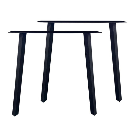 Stalen schuine zwarte tafelpoten 76 bij 10 cm en hoogte 72 cm  (4 x 4 cm) - Set van 2 stuks