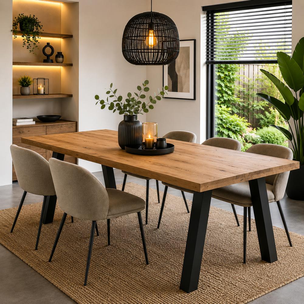 Stalen tafelpoot zwart trapezium 80 bij 10 cm en hoogte 72 cm  (10 x 10 cm) (set van 2 stuks)