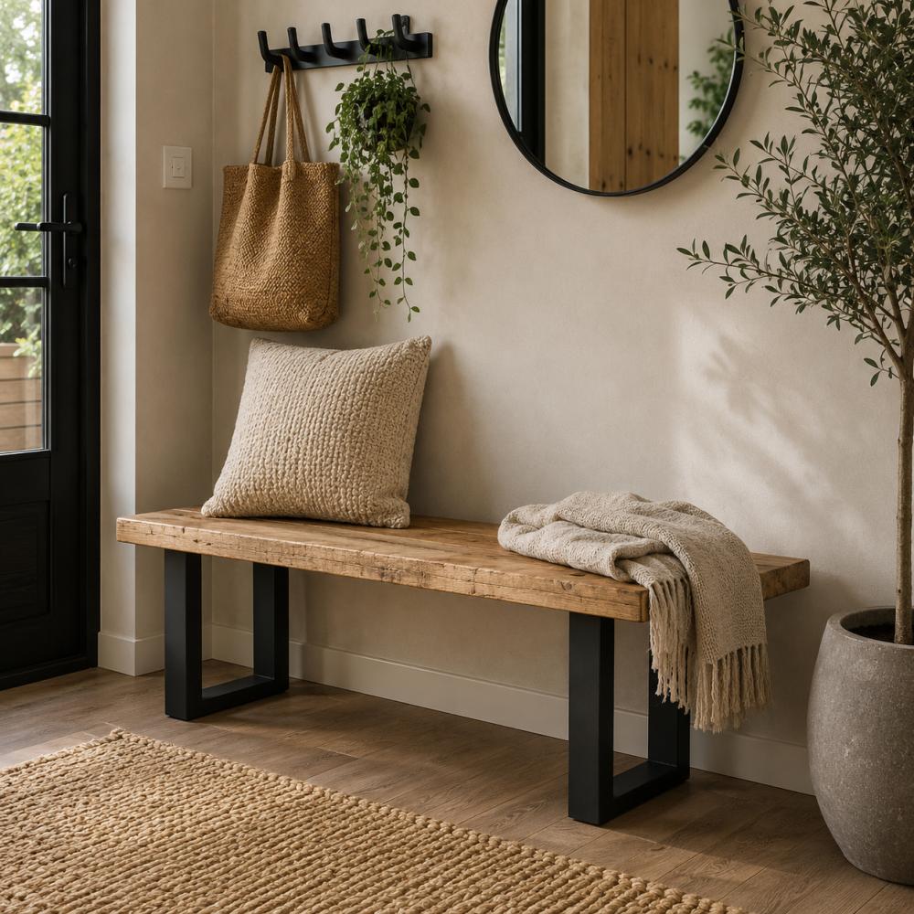Set stalen U bankpoten 36 bij 10 cm en hoogte 40 cm zwart (4 x 10 cm) - 2 stuks