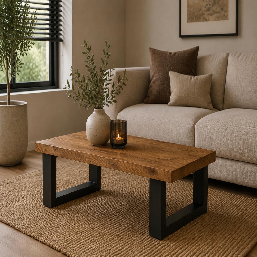 Stalen U tafelpoot zwart 55 bij 8 cm en hoogte 40 cm  (8 x 8 cm) - 2 stuks