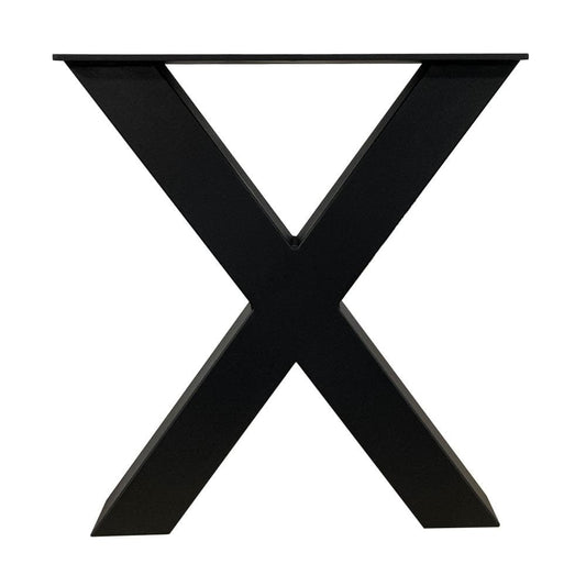 Stalen X bankpoten 38 bij 6 cm en hoogte 43 cm zwart (6 x 6 cm) - 2 stuks