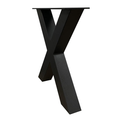 Stalen X bankpoten 38 bij 6 cm en hoogte 43 cm zwart (6 x 6 cm) - 2 stuks