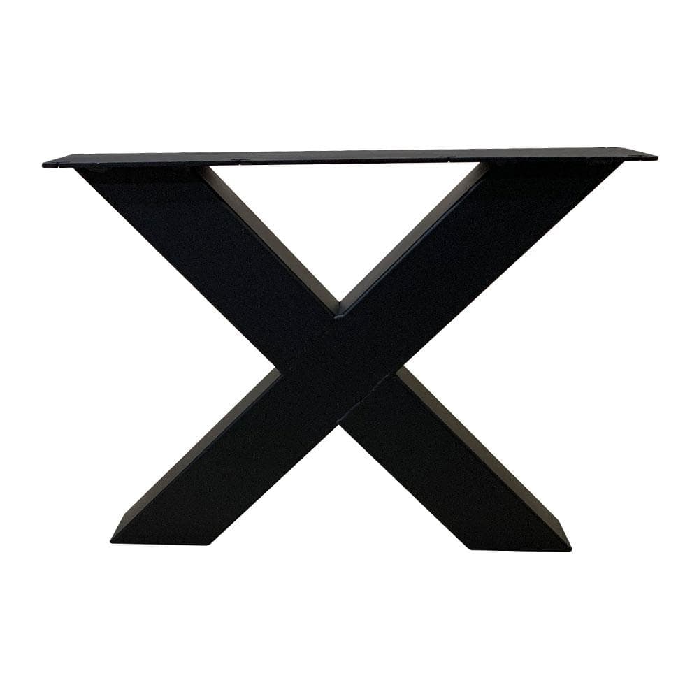 Stalen X-poot salon 55 bij 8 cm en hoogte 40 cm zwart (8 x 8 cm) - 2 stuks