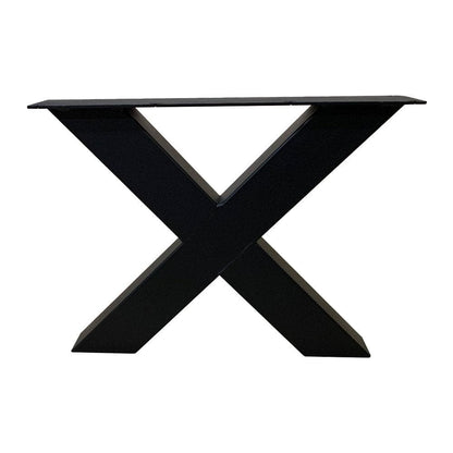 Stalen X-poot salon 55 bij 8 cm en hoogte 40 cm zwart (8 x 8 cm) - 2 stuks
