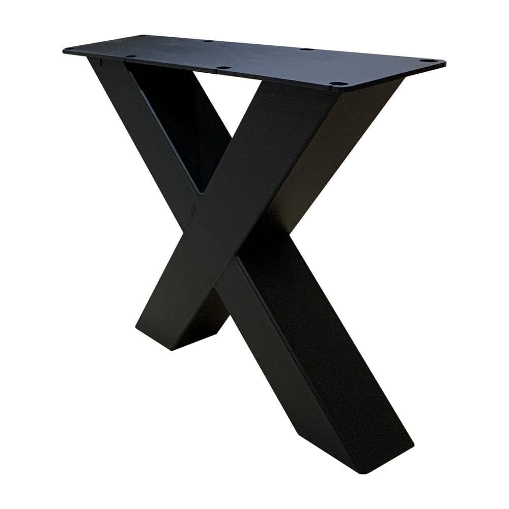 Stalen X-poot salon 55 bij 8 cm en hoogte 40 cm zwart (8 x 8 cm) - 2 stuks