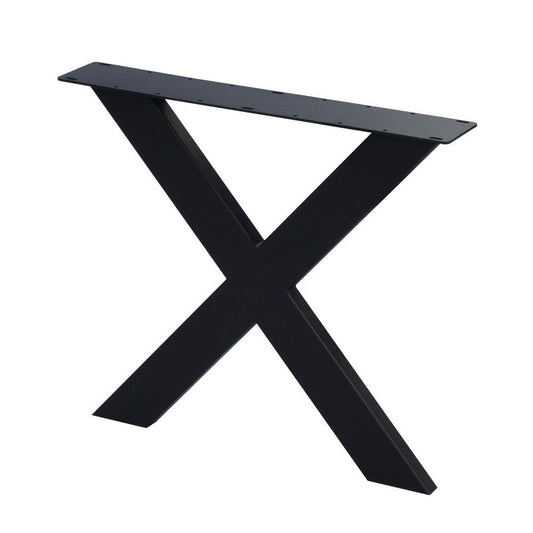 Stalen X tafelpoot 75 bij 4 cm en hoogte 72 cm zwart (4 x 10 cm) (set van 2 stuks)