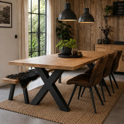 Premium stalen X tafelpoot 76 bij 10 cm en hoogte 72 cm zwart (10 x 10 cm) (set van 2 stuks)