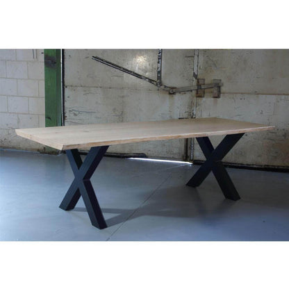 Premium stalen X tafelpoot 76 bij 10 cm en hoogte 72 cm zwart (10 x 10 cm) (set van 2 stuks)