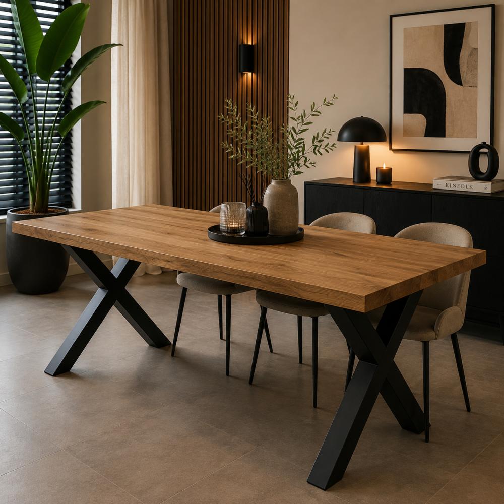 Stalen X-poot 75 bij 8 cm en hoogte 72 cm zwart (8 x 8 cm) (set van 2 stuks)