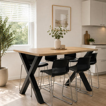 Stalen X tafelpoot zwart 66 bij 10 cm en hoogte 105 cm  (10 x 10 cm) (set van 2 stuks)
