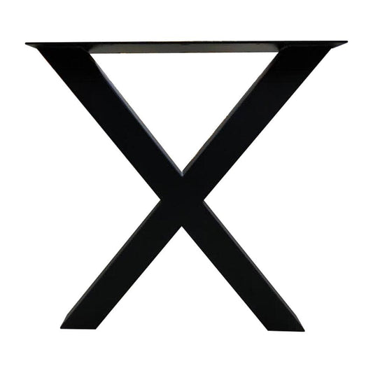 Smalle stalen X tafelpoot 70 bij 8 cm en hoogte 72 cm zwart (8 x 8 cm) (set van 2 stuks)