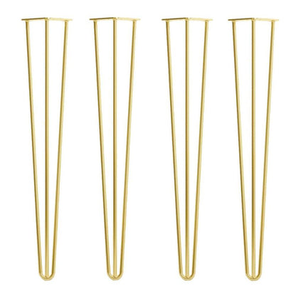 Goudkleurige stalen massieve 3-punt hairpin tafelpoot 71 cm (set van 4 stuks)