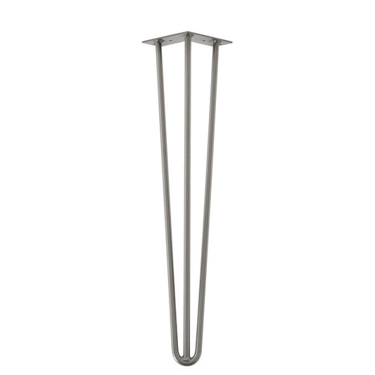 Raw steel massieve 3-punt hairpin tafelpoot 71 cm (set van 4 stuks)