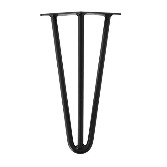 Zwarte massieve 3-punt hairpin tafelpoot 30 cm (set van 4 stuks)