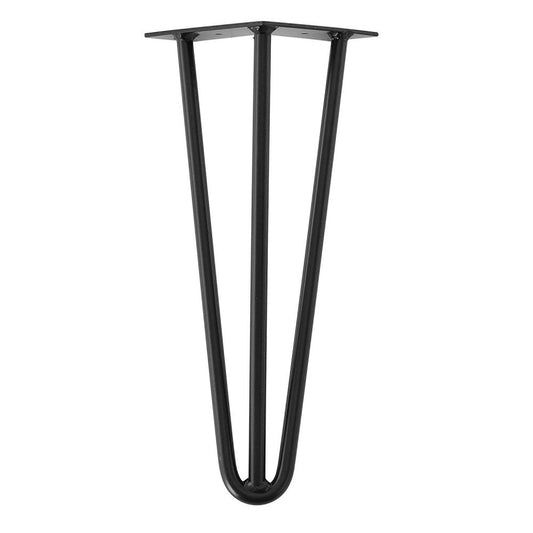 Zwarte massieve 3-punt hairpin tafelpoot 35 cm (set van 4 stuks)
