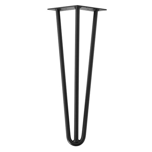 Zwarte massieve 3-punt hairpin tafelpoot 40 cm (set van 4 stuks)
