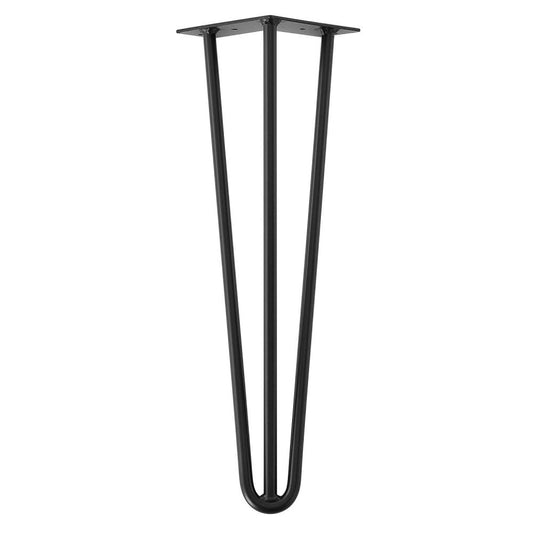Zwarte massieve 3-punt hairpin tafelpoot 45 cm (set van 4 stuks)
