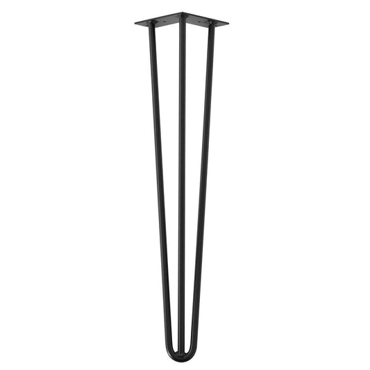 Zwarte massieve 3-punt hairpin tafelpoot 55 cm (set van 4 stuks)