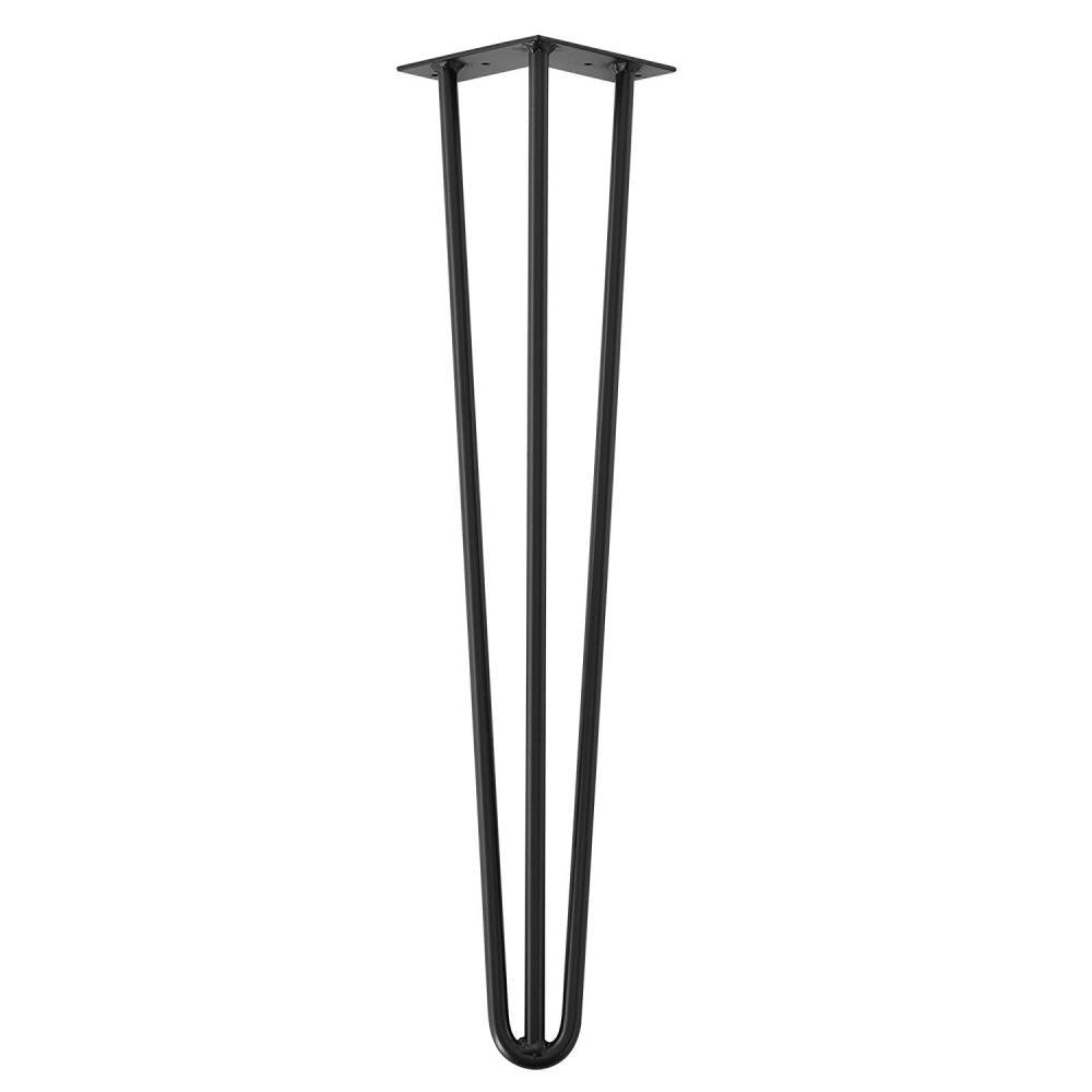 Zwarte massieve 3-punt hairpin tafelpoot 55 cm (set van 4 stuks)