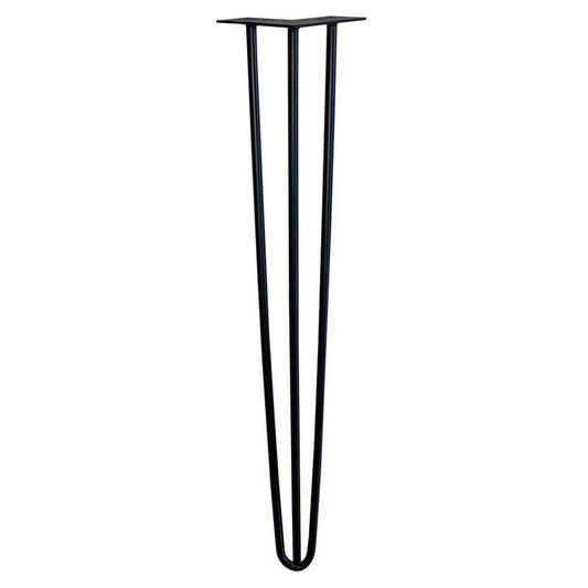 Zwarte massieve 3-punt hairpin tafelpoot 80 cm (set van 4 stuks)