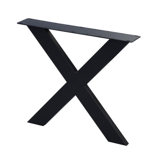 Zwarte stalen X tafelpoot 72 cm (koker 10 x 4) (set van 2 stuks)
