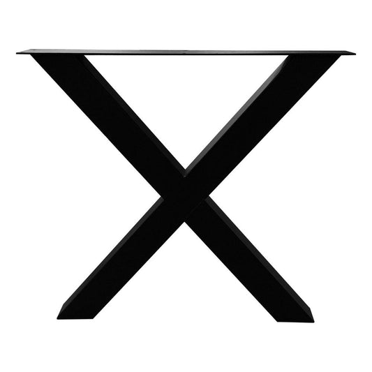 Zwarte X tafelpoot 72 cm met stelvoeten (koker 8 x 8)  (set van 2 stuks)