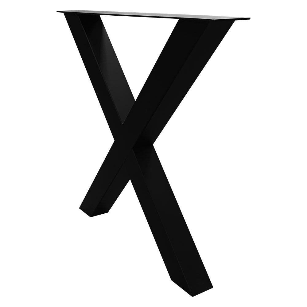 Zwarte X tafelpoot 72 cm met stelvoeten (koker 8 x 8)  (set van 2 stuks)