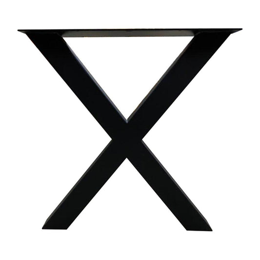Zwarte X tafelpoot smal 72 cm (koker 8 x 8)  (set van 2 stuks)